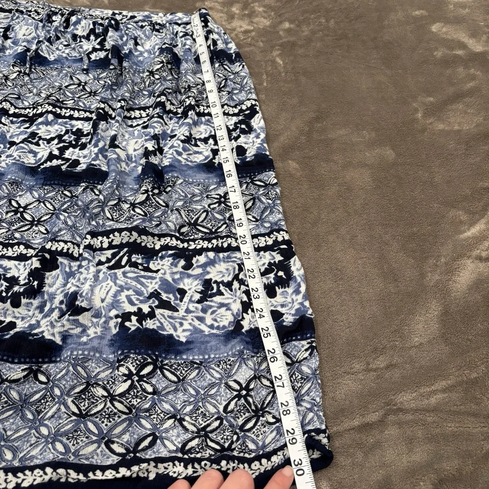 La Cera Skirt‎ Womens Small Blue Floral Maxi Drawstring Waist Flowy Boho